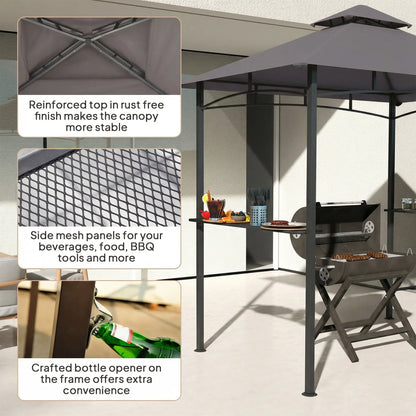 8' x 5' BBQ Grill Gazebo Tent, Double Tiered Canopy, Dark Grey BBQ Grill Gazebos at Gallery Canada