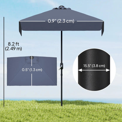 7.5ft Half Umbrella, Crank Handle, Top Vent, Dark Blue