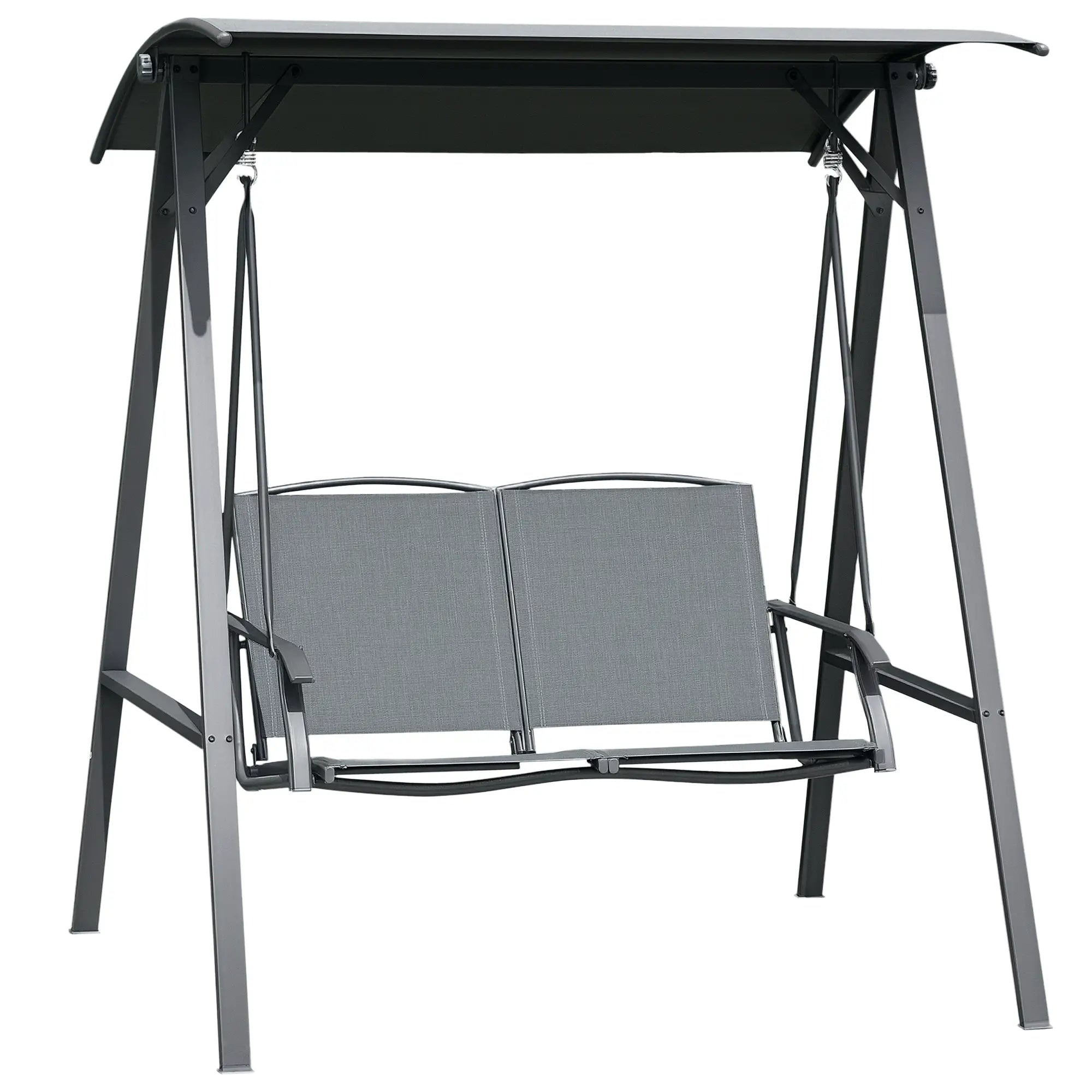 2-Seat Outdoor Porch Swing With Adjustable Canopy, Removable Seat, Steel Frame Patio Swings with Stand at Gallery Canada