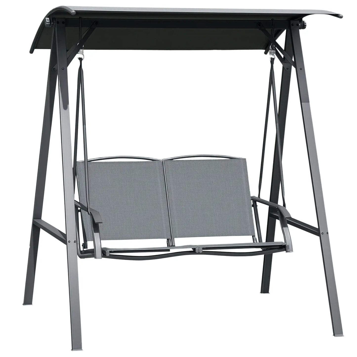 2-Seat Outdoor Porch Swing With Adjustable Canopy, Removable Seat, Steel Frame Patio Swings with Stand at Gallery Canada