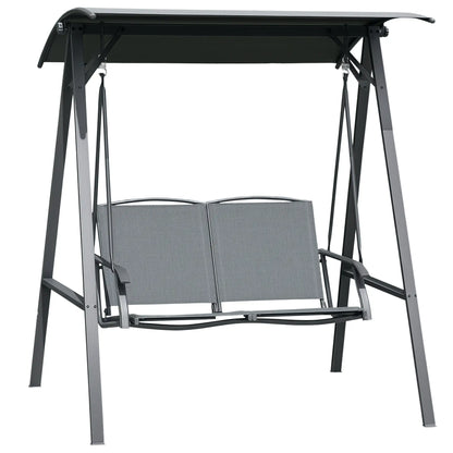 2-Seat Outdoor Porch Swing With Adjustable Canopy, Removable Seat, Steel Frame Patio Swings with Stand at Gallery Canada