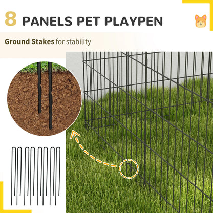 36 Inch Foldable Metal Pet Playpen, Dog Kennel Cage, 8 Panel