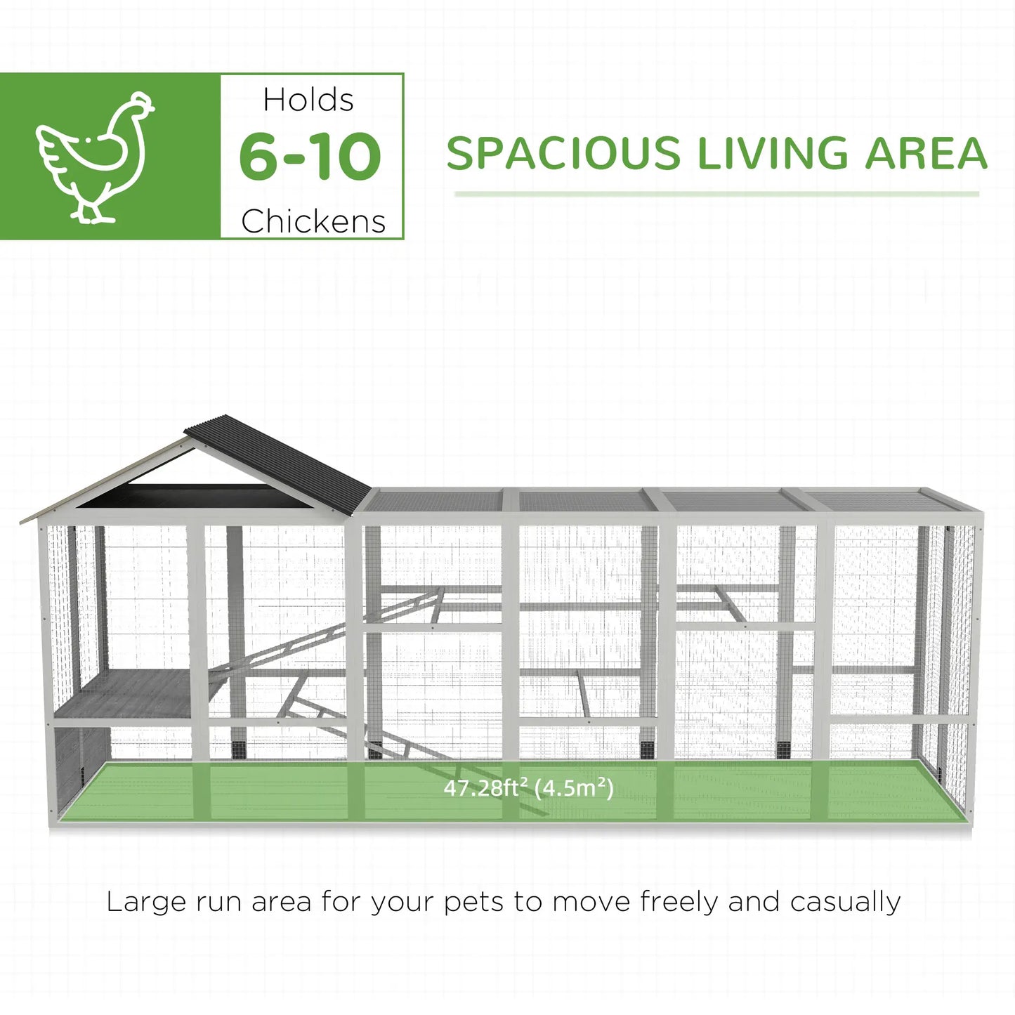 142 Outdoor Wooden Chicken Coop with Run, Ramps, Perches, Grey Chicken Coops at Gallery Canada