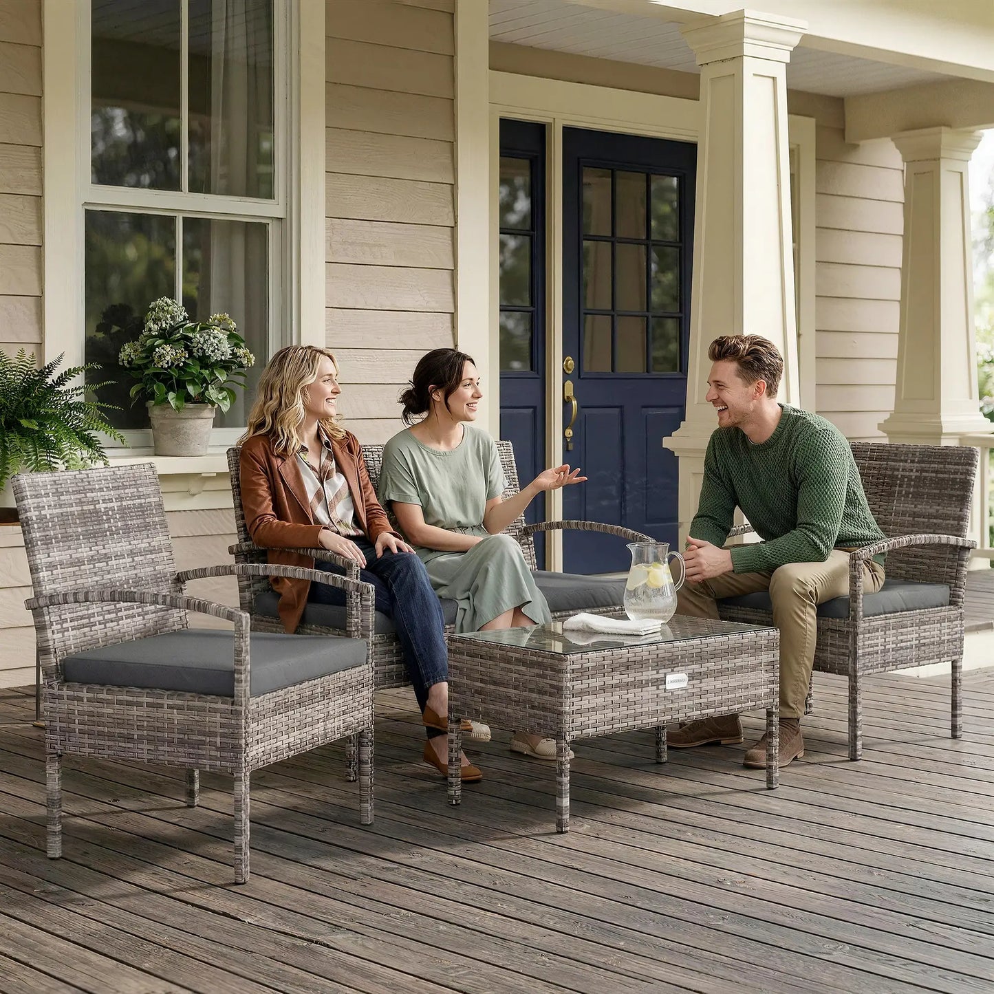 4-Piece Patio Furniture Set, Loveseat, 2 Armchairs, Coffee Table, Dark Grey Patio Furniture Sets at Gallery Canada