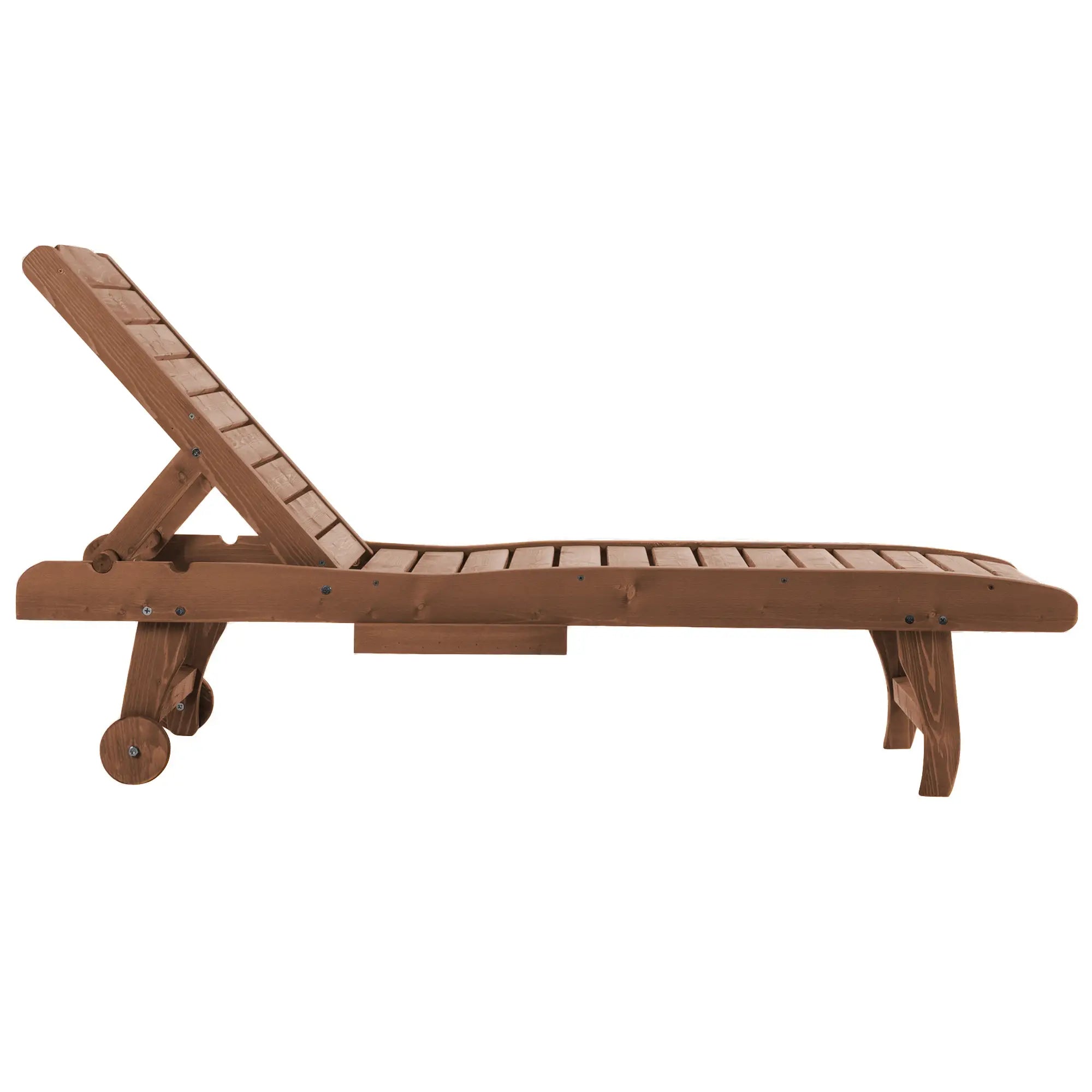 Wooden Outdoor Lounge Chair, Adjustable Patio Chaise Recliner, Brown Chaise Loungers at Gallery Canada