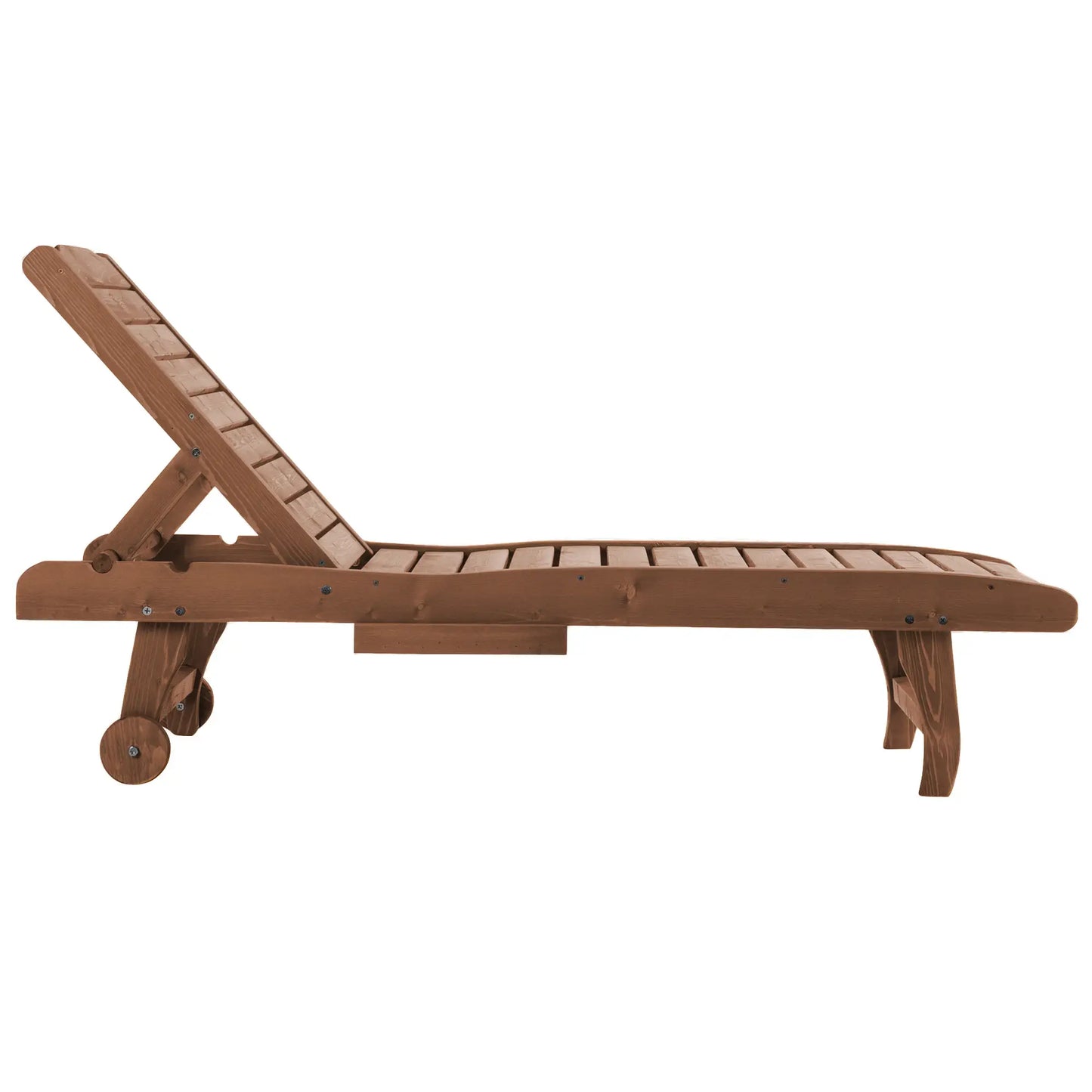 Wooden Outdoor Lounge Chair, Adjustable Patio Chaise Recliner, Brown Chaise Loungers at Gallery Canada