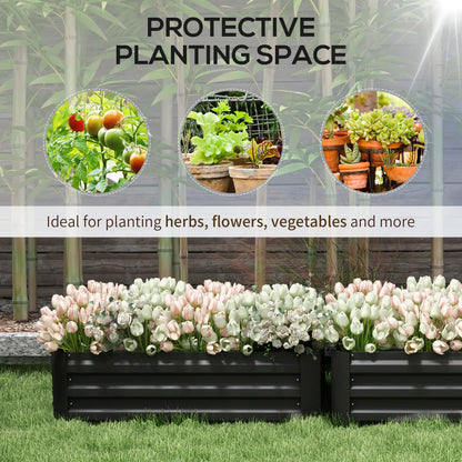 Steel Raised Garden Bed, Elevated Planter Box, 39"x20"x12", Black Galvanized Planter Boxes at Gallery Canada