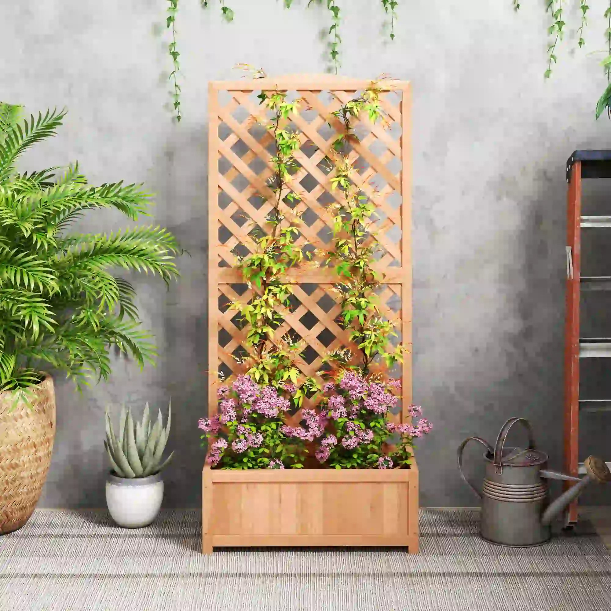 Wood Planter with Trellis, Raised Garden Bed, 30