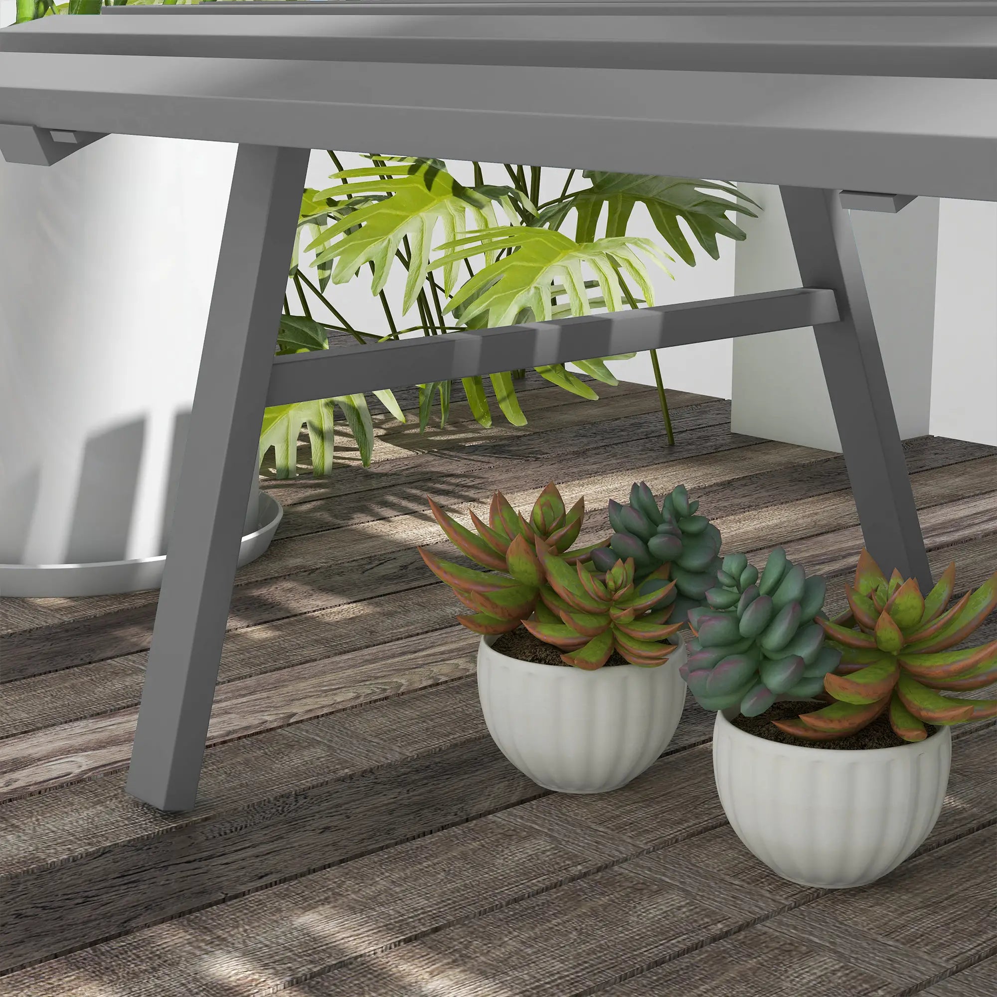 Outdoor Patio Bench, Aluminum Lightweight Park Bench, Grey Piano Benches at Gallery Canada