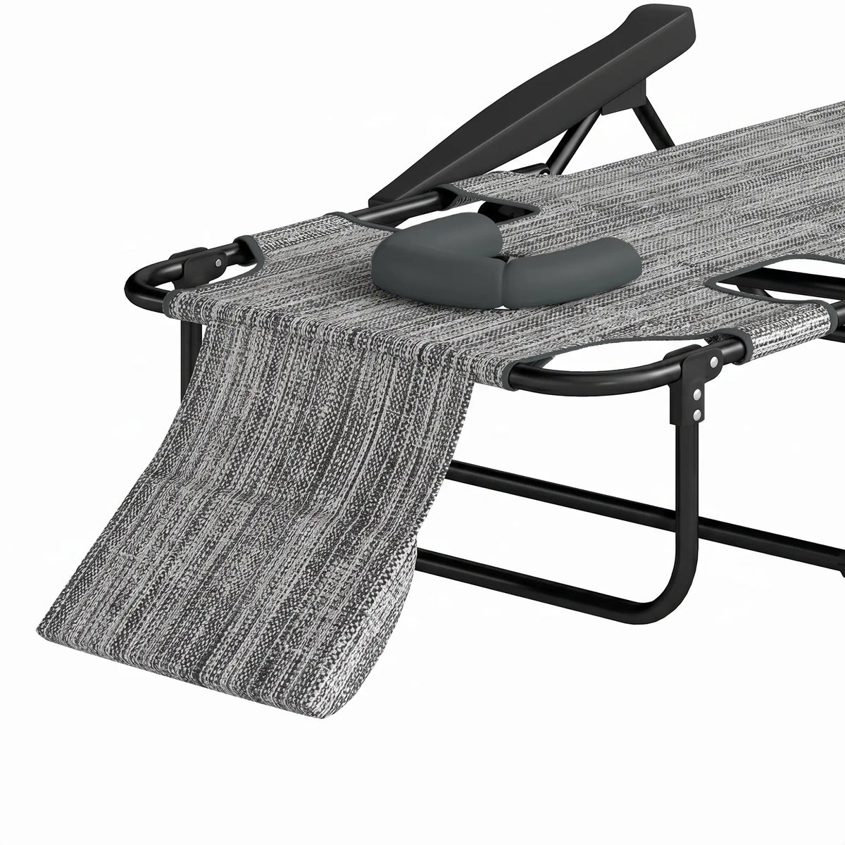 Folding Lounge Chair, Reclining Back, Mixed Grey, Grey