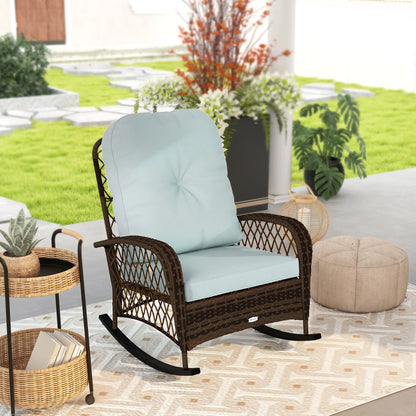 Wicker Rattan Rocking Chair, With Thick Cushions, Light Green Outdoor Rocking Chairs at Gallery Canada