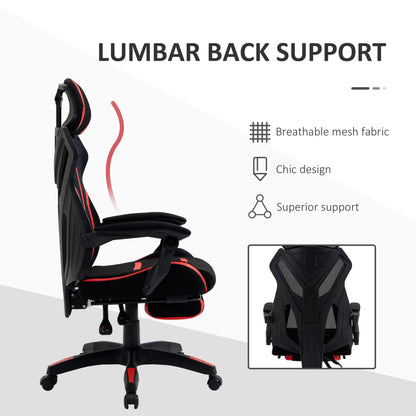 Racing Gaming Chair, Ergonomic Computer Chair with Footrest, Headrest, Black, Red Video Game Chairs at Gallery Canada
