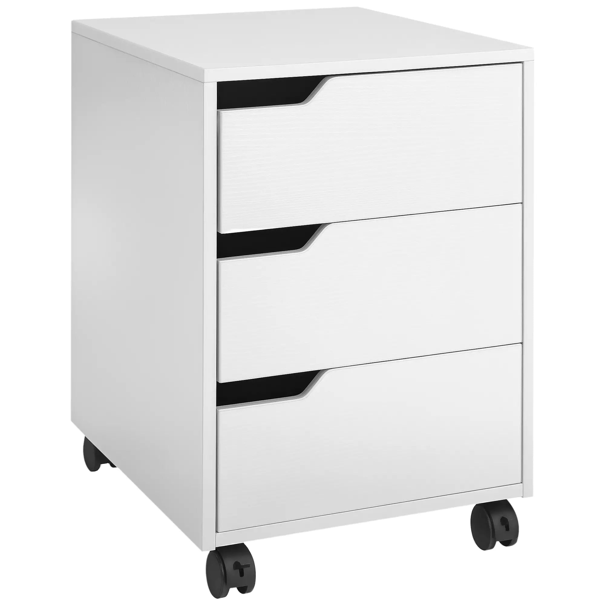 3 Drawer File Cabinet, Mobile Vertical Filing Cabinet with Wheels, White Office Cabinets & Cupboards White at Gallery Canada