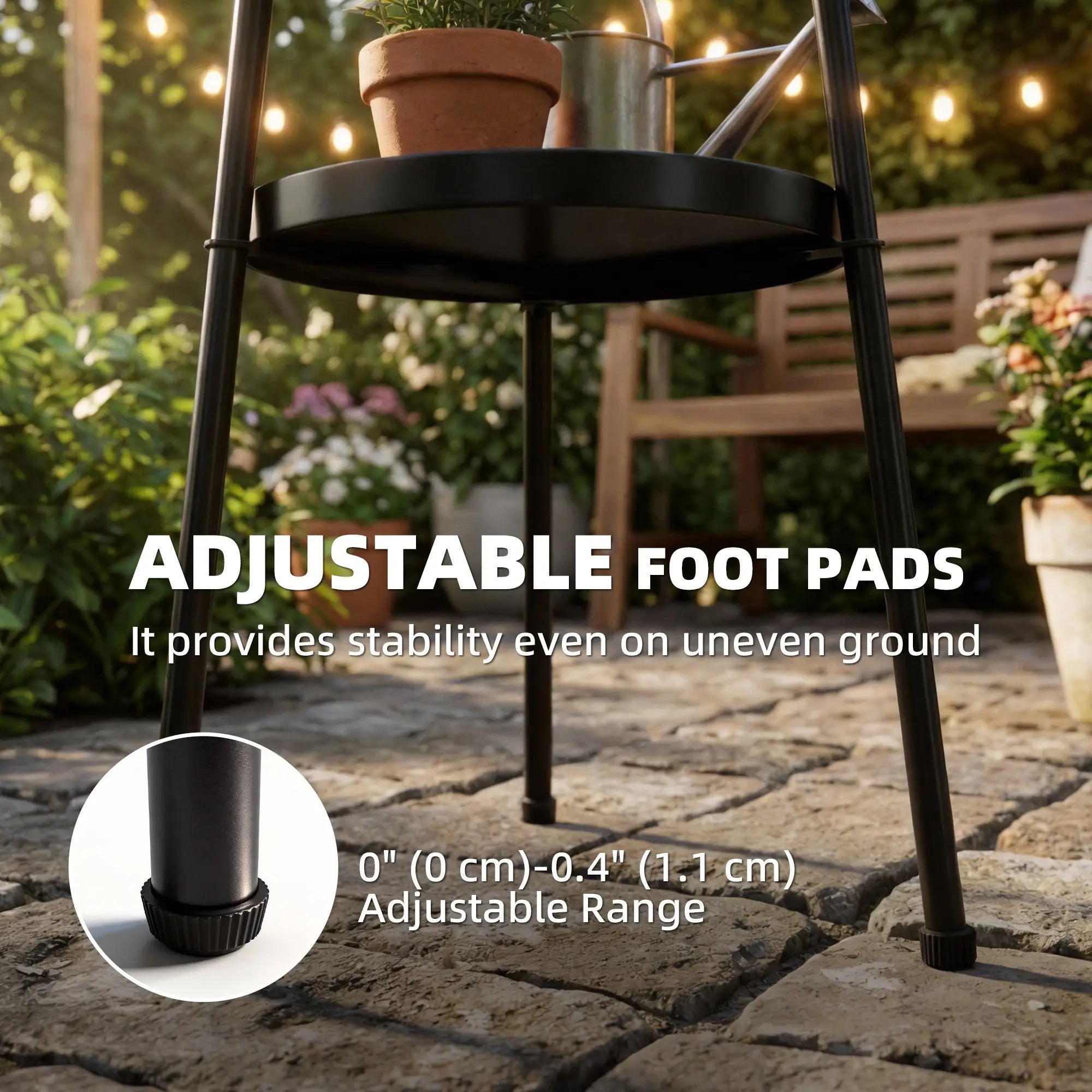Metal Patio Side Table, 2-Tier Round End Table, Black Patio Side Tables at Gallery Canada