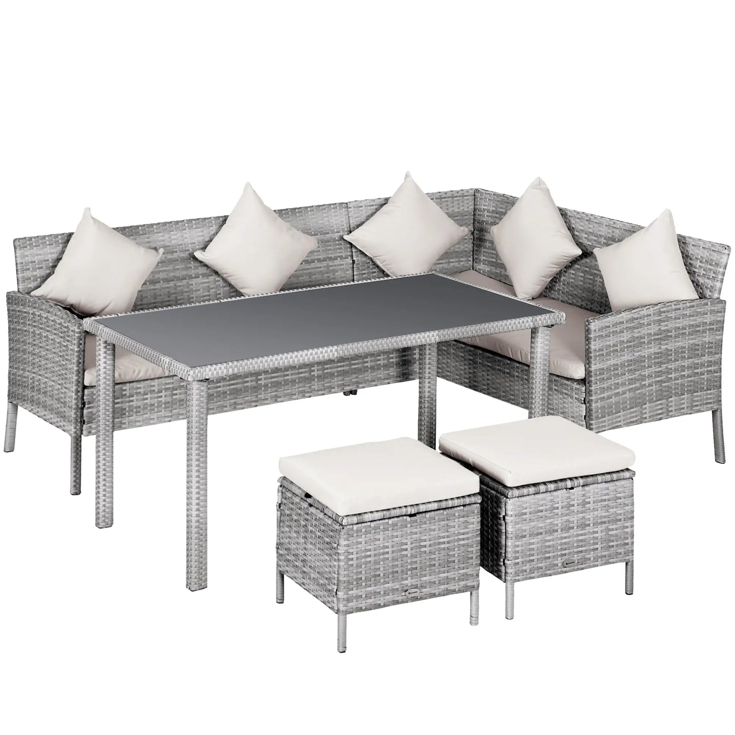 5-Piece Wicker Patio Set, Table, Ottomans, Cream White Patio Furniture Sets at Gallery Canada