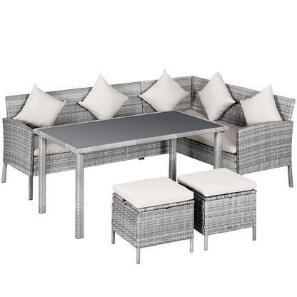 5-Piece Wicker Patio Set, Table, Ottomans, Cream White Patio Furniture Sets at Gallery Canada