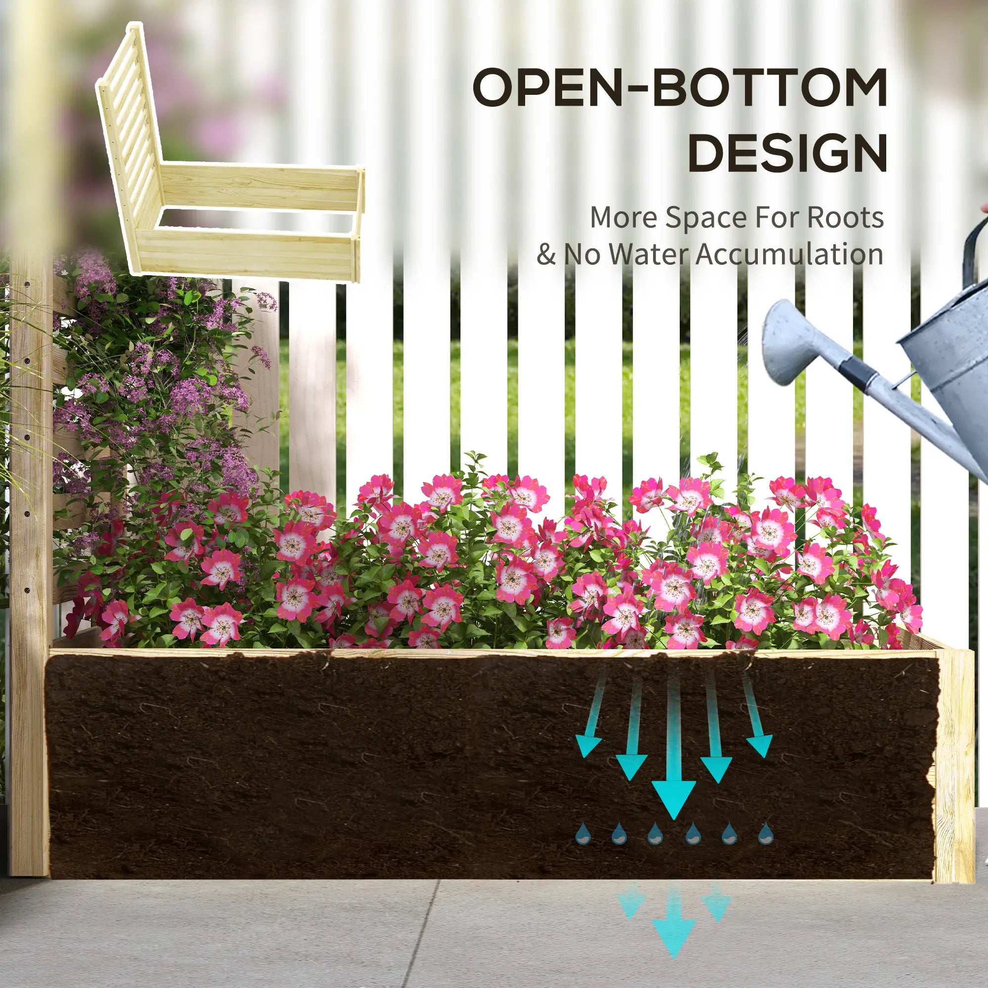 Wood Planter Box with Trellis, Raised Garden Bed, 91