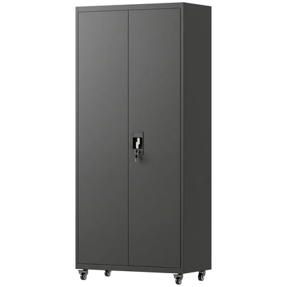 Metal Storage Cabinet 71" Tall Lockable Steel Tool Cabinet, Black Tool Organizers Black at Gallery Canada