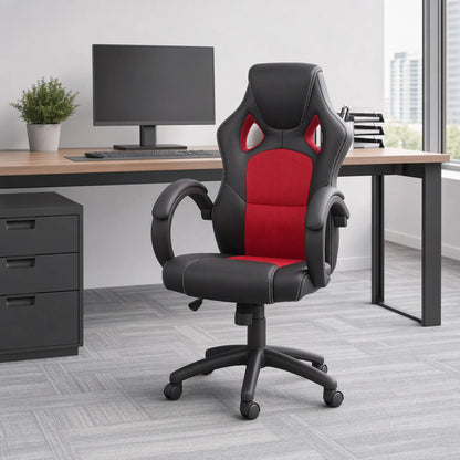 Racing Gaming Chair, Swivel Wheels, Padded Headrest, Tilt Function, Red Video Game Chairs at Gallery Canada
