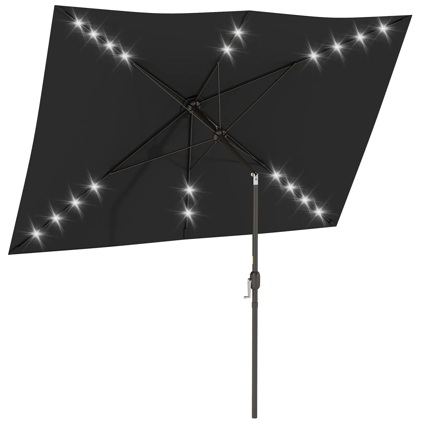 6.5x10ft Rectangle Tilt Patio Umbrella With LEDs, Black Sun Umbrellas at Gallery Canada