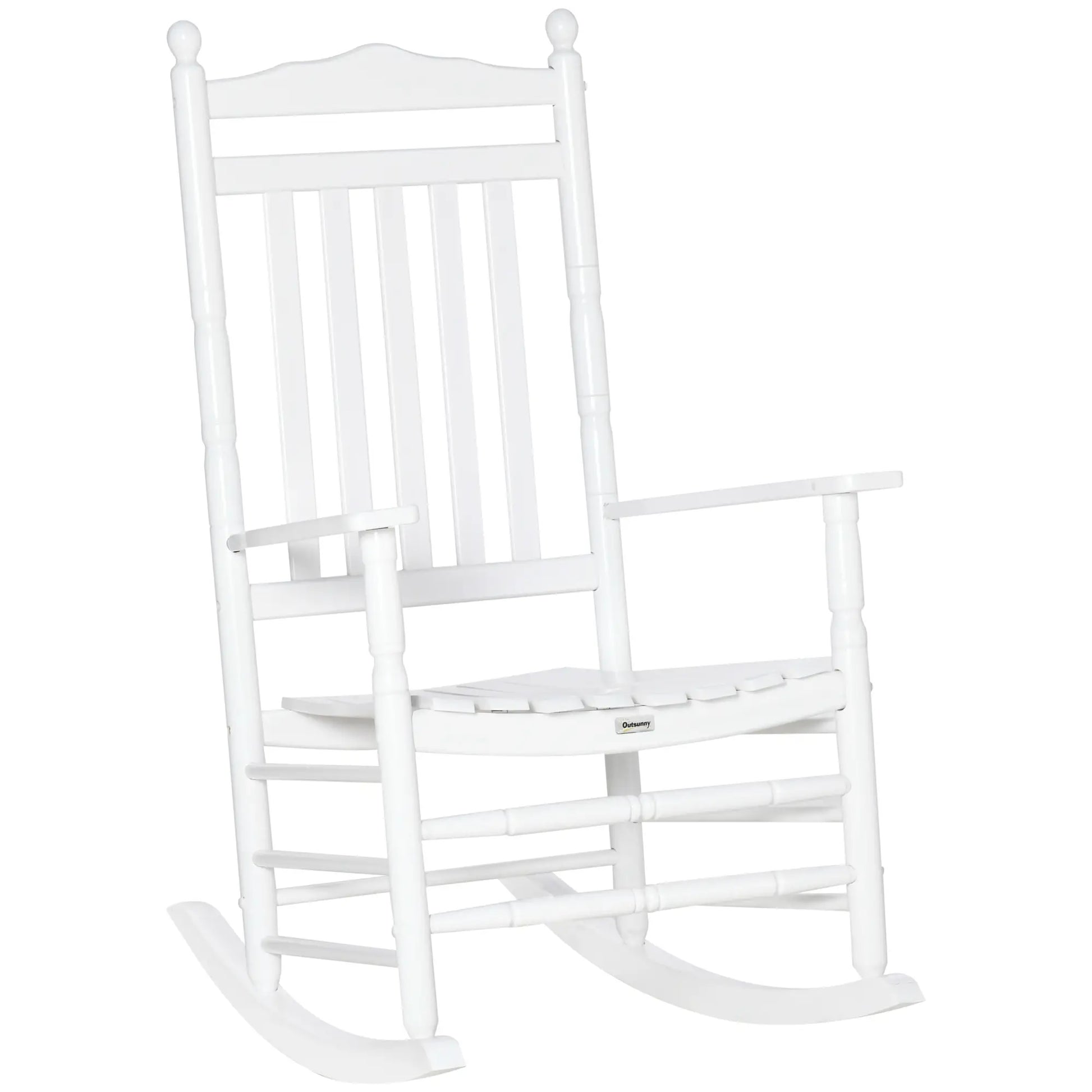 Wooden Outdoor Rocking Chair, Patio Chair with Slatted Back, White Outdoor Rocking Chairs at Gallery Canada