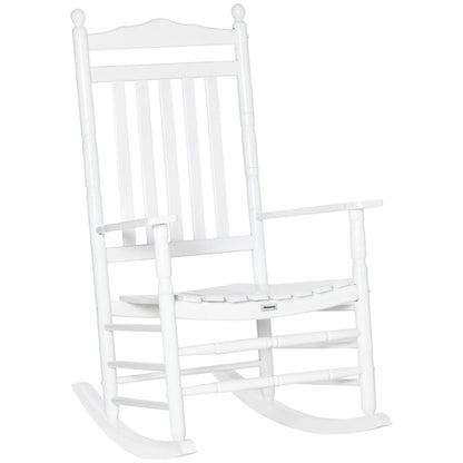 Wooden Outdoor Rocking Chair, Patio Chair with Slatted Back, White Outdoor Rocking Chairs at Gallery Canada