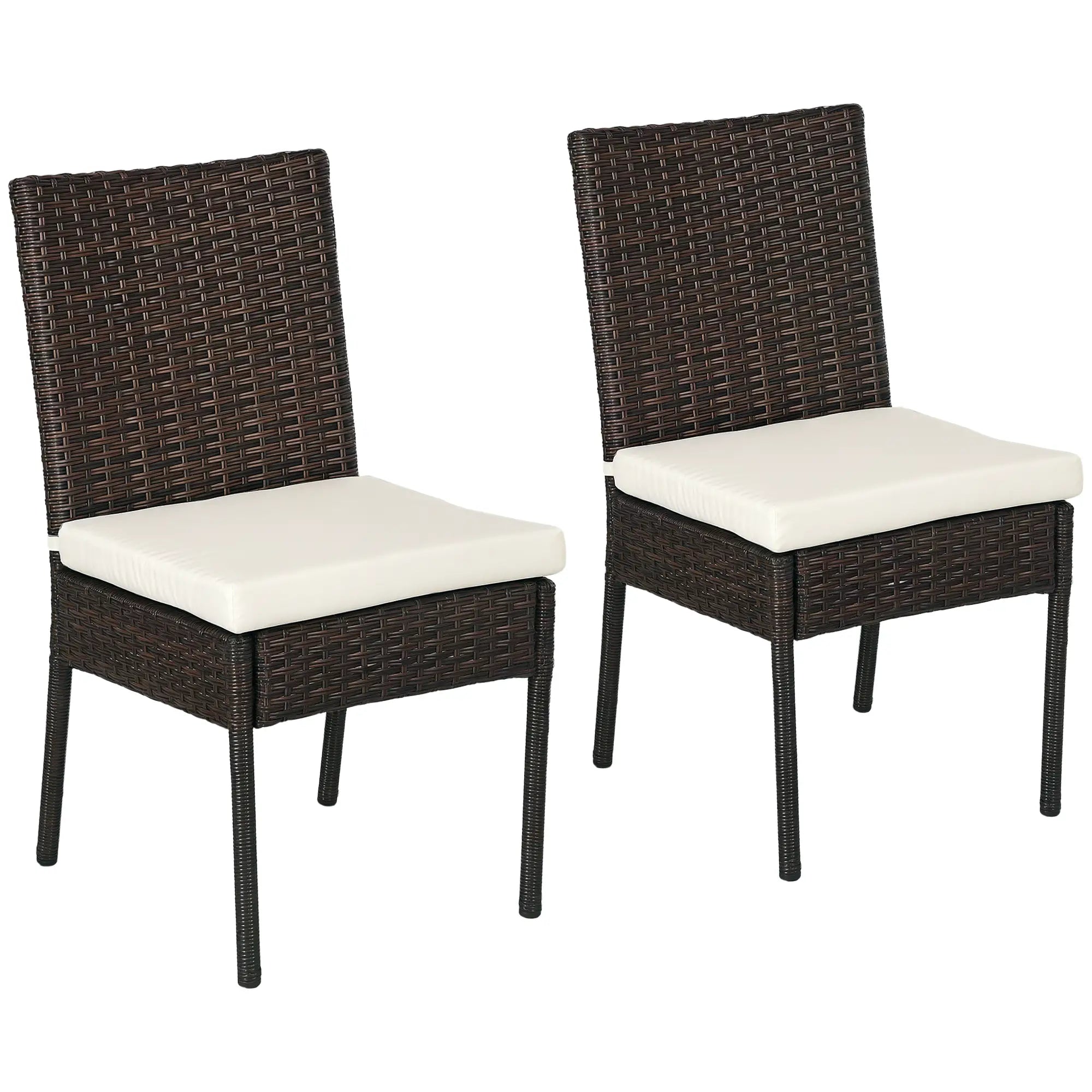 Rattan Outdoor Dining Chairs with Cushion, Patio Wicker Chair, Brown Patio Chairs at Gallery Canada