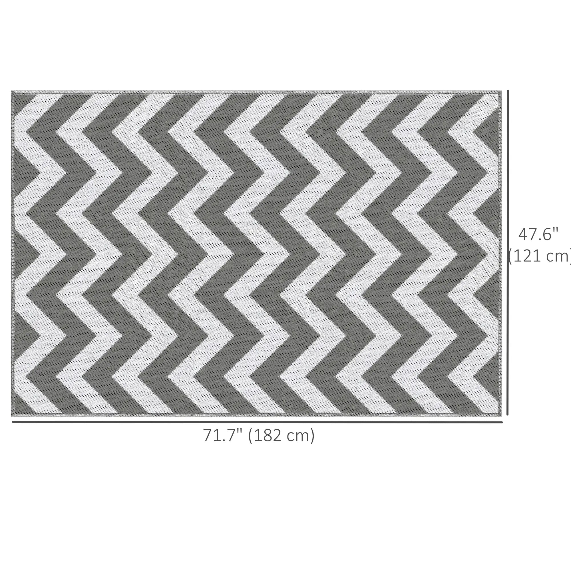 Reversible Outdoor RV Rug, 4' x 6', Patio Floor Mat, Grey & White Garden Decor at Gallery Canada