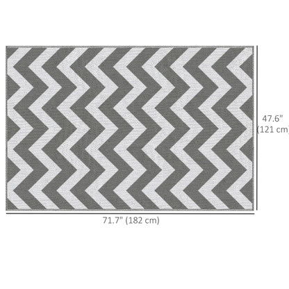 Reversible Outdoor RV Rug, 4' x 6', Patio Floor Mat, Grey & White Garden Decor at Gallery Canada