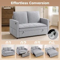 51" Canapé-lit velours convertible, ports USB, gris