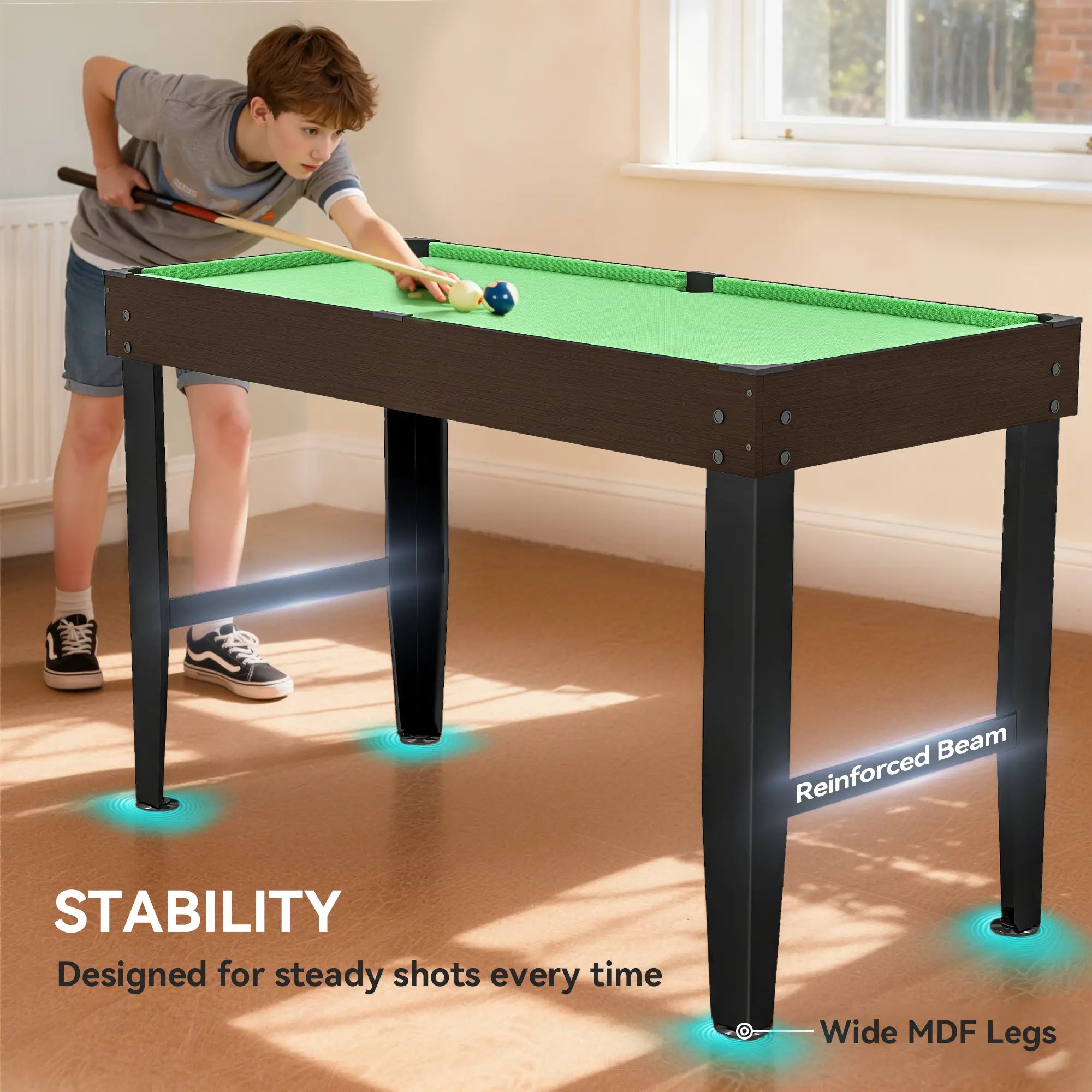 55 Inch Mini Pool Table, 2 Cues, 16 Balls, Accessories, Green Game Tables at Gallery Canada
