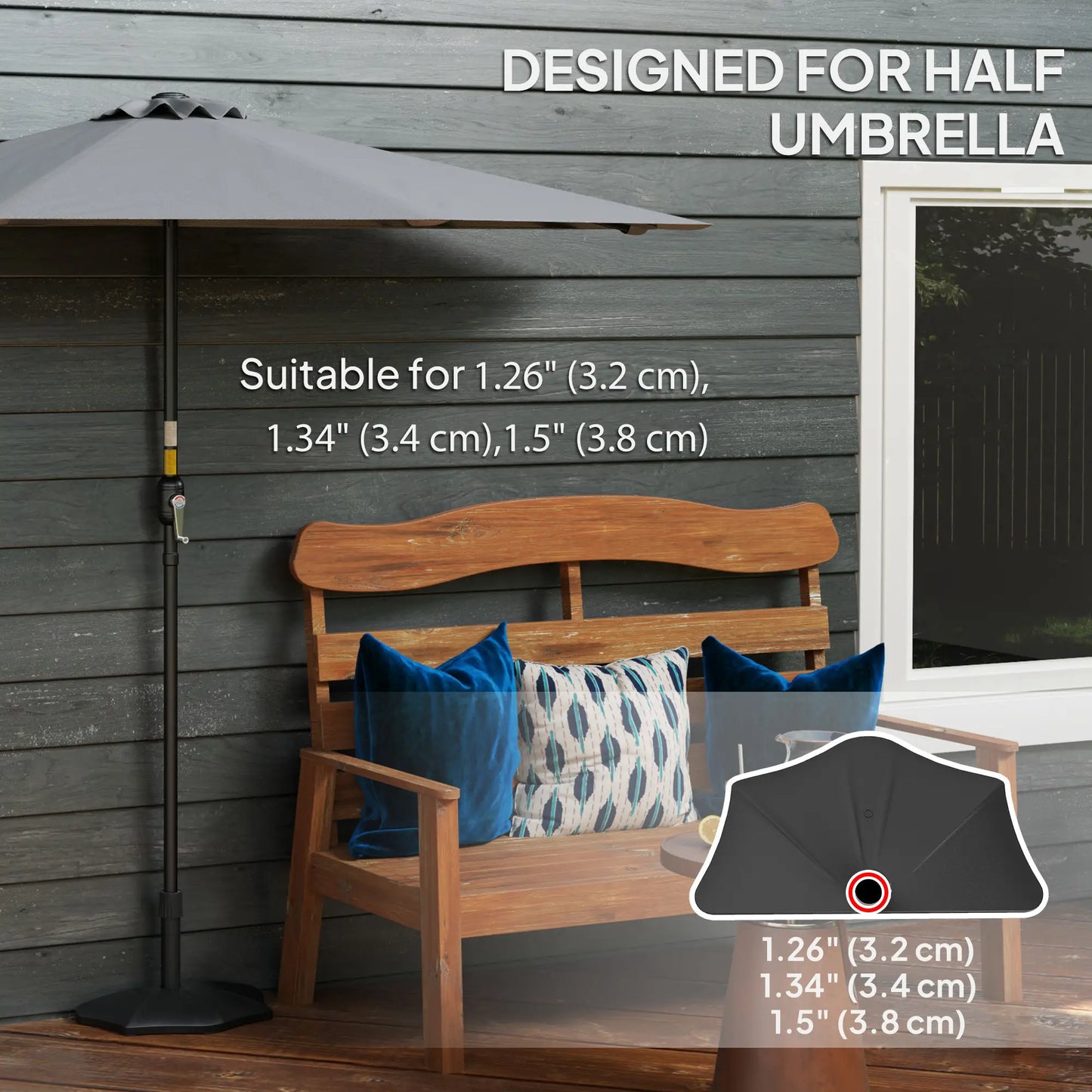 26lbs Concrete Patio Umbrella Base, 1.5/1.9" Pole Stand, Black Umbrella Bases at Gallery Canada