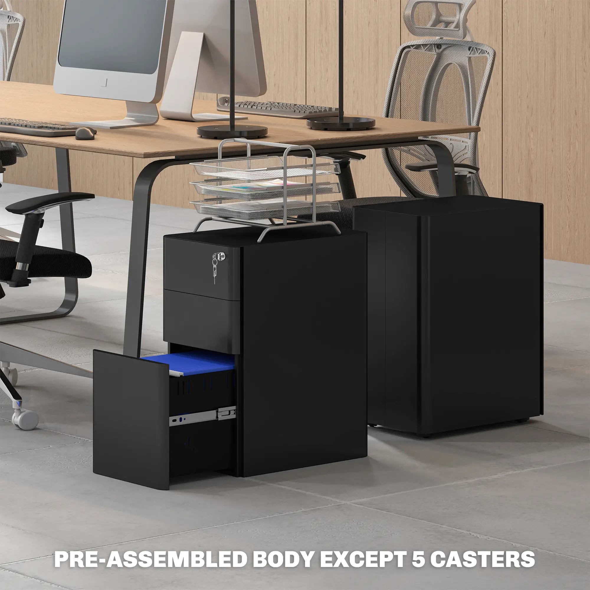 3 Drawer Filing Cabinet, Lockable Steel Office Storage, Black Office Cabinets & Cupboards at Gallery Canada