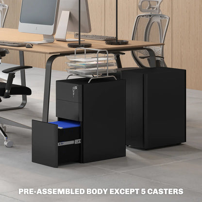 3 Drawer Filing Cabinet, Lockable Steel Office Storage, Black Office Cabinets & Cupboards at Gallery Canada