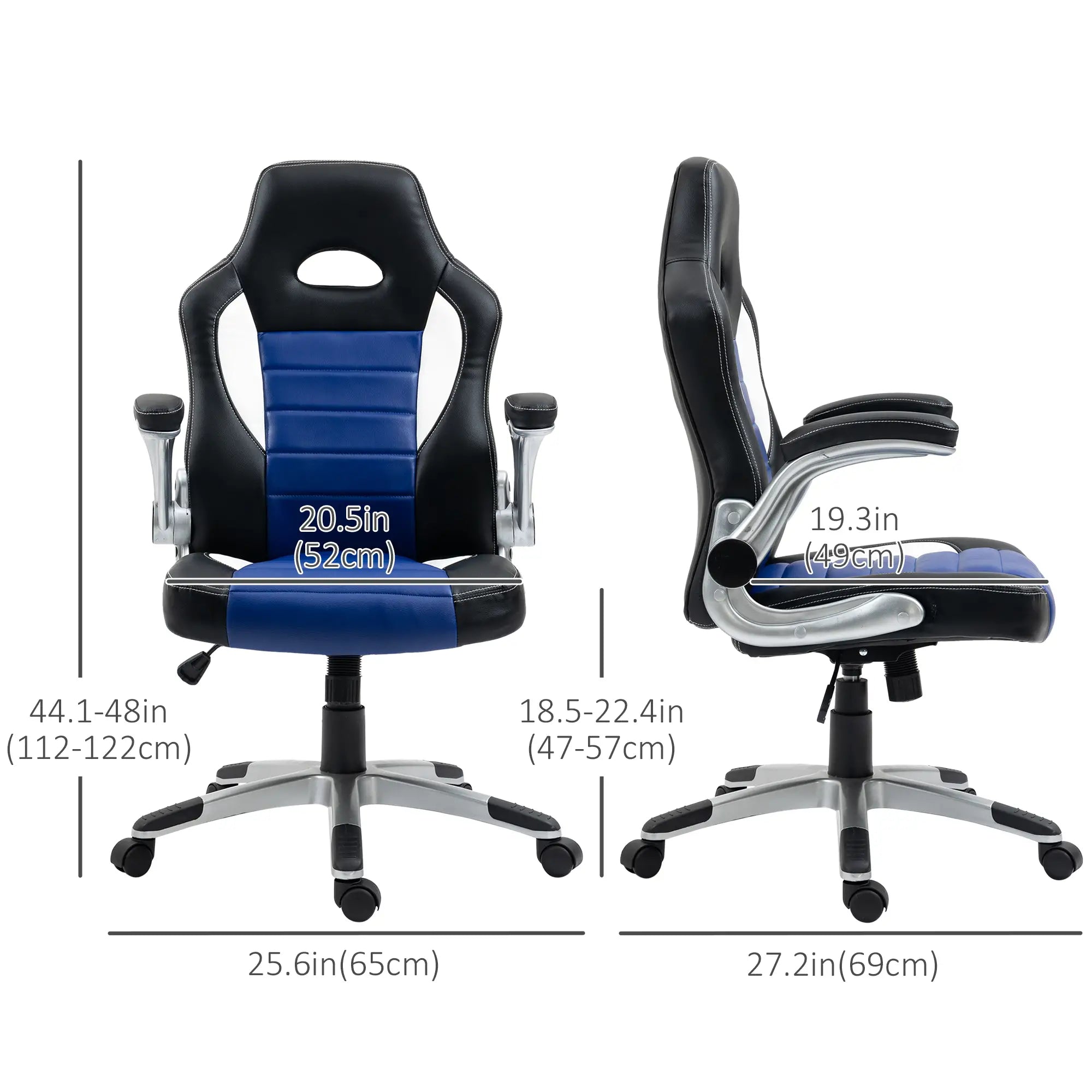 Racing Gaming Chair, PU Leather, Adjustable Height, Flip Up Armrest, Blue Video Game Chairs at Gallery Canada
