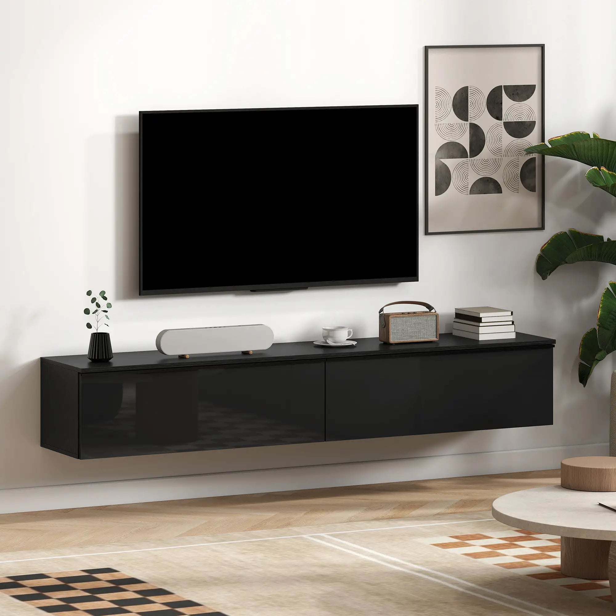 Wall Mounted TV Stand, Floating Cabinet With Storage, For TVs Up To 70