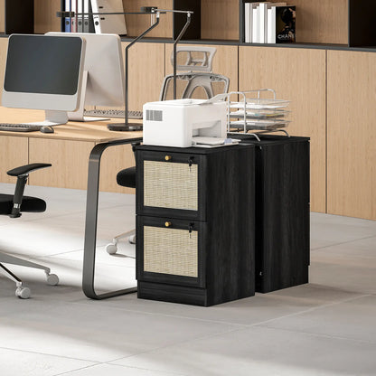 2 Drawer Filing Cabinet with Lock, Boho Style, A4 Letter Size, Black Office Cabinets & Cupboards at Gallery Canada