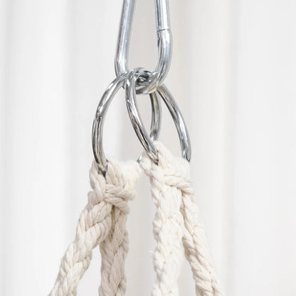 Hanging Hammock Chair, Cotton Rope Swing with Metal Frame, Large, Cream White Hammock Swings at Gallery Canada