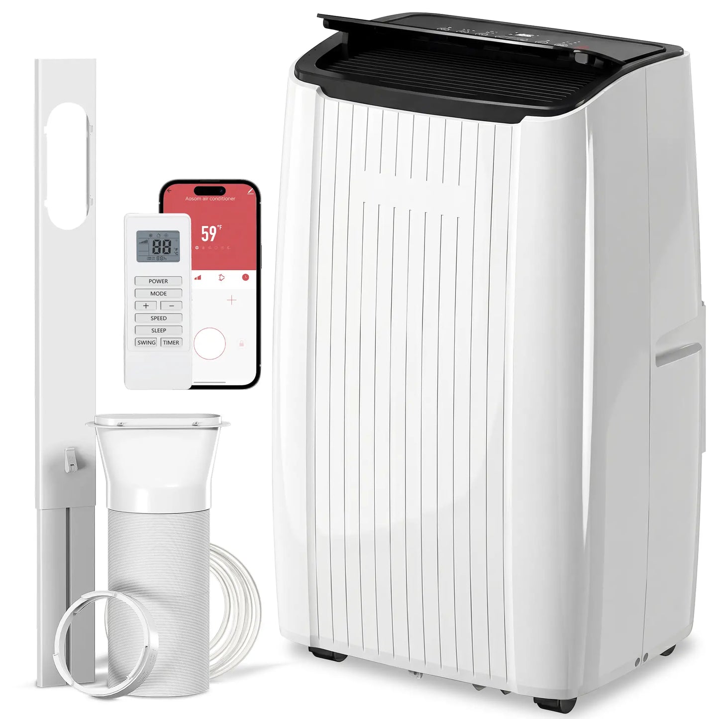 14000 BTU 5-In-1 Portable Air Conditioner, White Air Conditioner White, Black at Gallery Canada