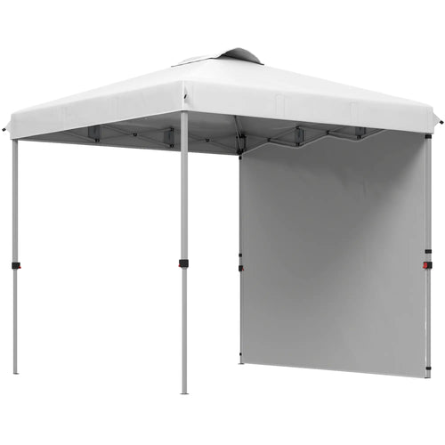 8 x 8 ft Pop Up Canopy, With Sidewall, Carry Bag, Sand Bags, White