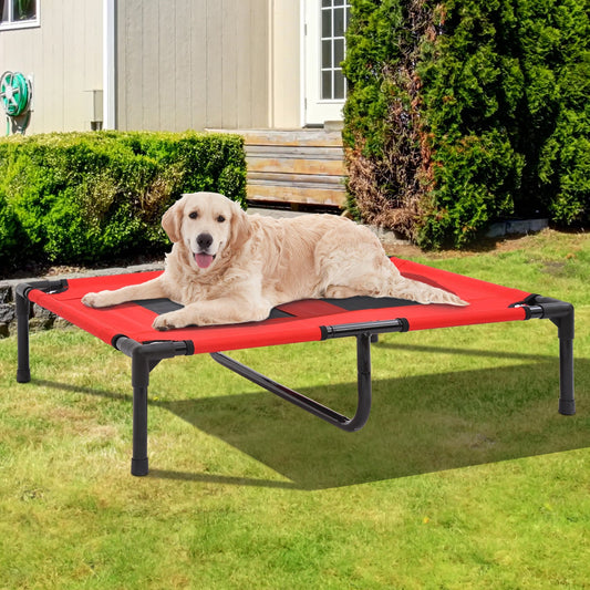 Elevated Dog Bed, Foldable Raised Dog Cot for L Sized Dogs, Indoor &; Outdoor, 36" x 30" x 7", Red - Gallery Canada