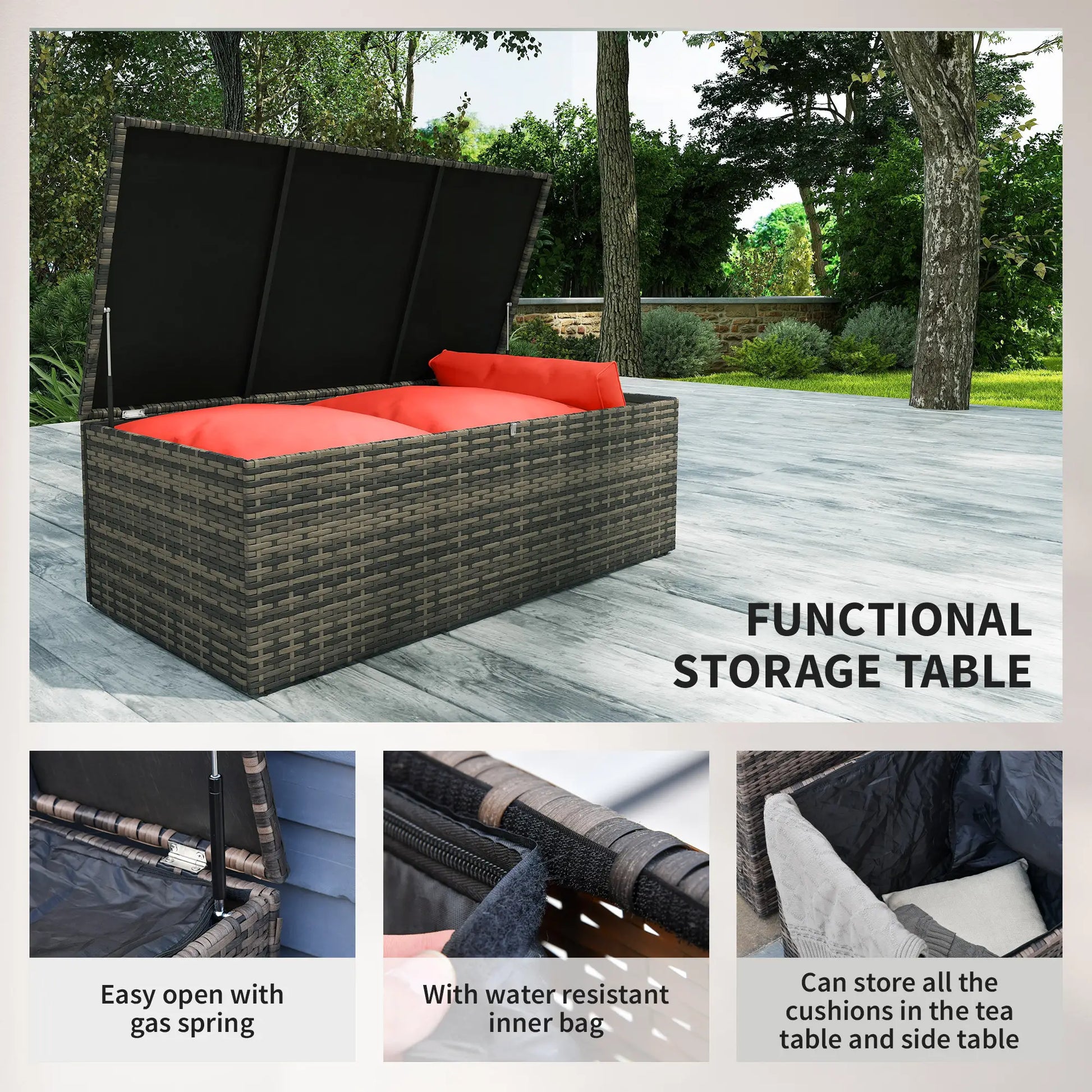 6-Piece Wicker Patio Set with Cushions, 7-Seater Rattan Sofa, Orange Patio Furniture Sets at Gallery Canada