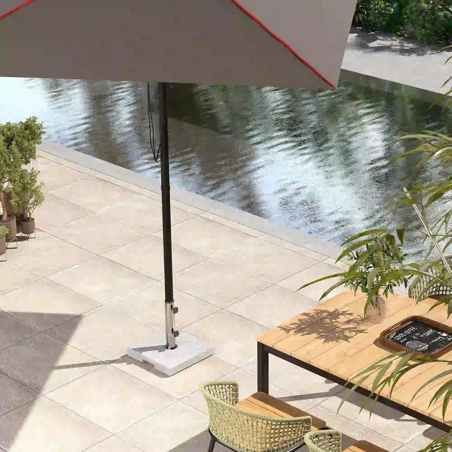 Square Patio Umbrella Base, Outdoor Stand with Handles, Heavy Duty, Grey Umbrella Bases at Gallery Canada