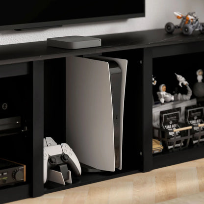TV Stand With LED Lights, Adjustable Glass Shelves, For 65 Inch TVs, Black TV Stands at Gallery Canada