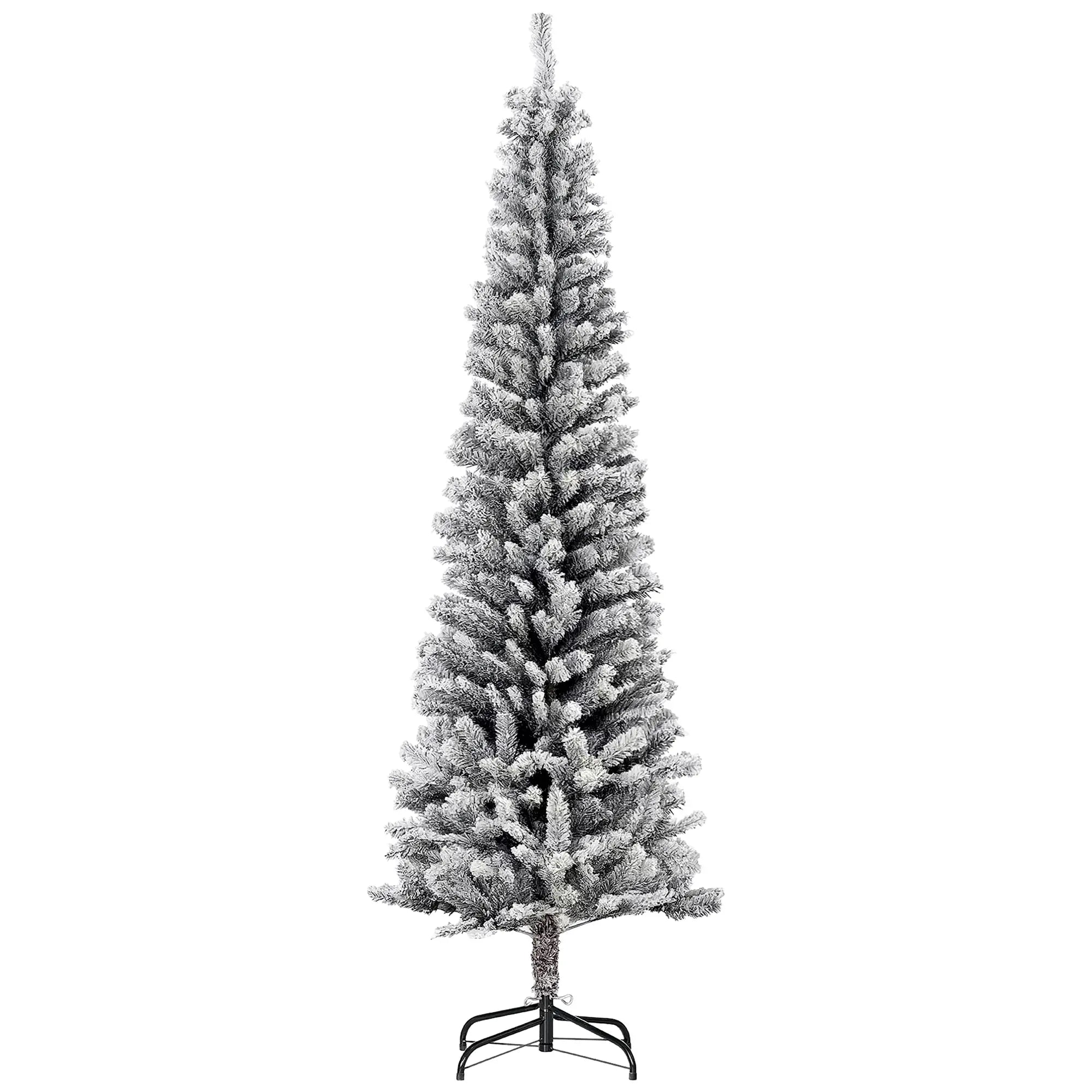 6ft Flocked Pencil Christmas Tree, Realistic Branch Tips, Black Pencil Christmas Trees at Gallery Canada