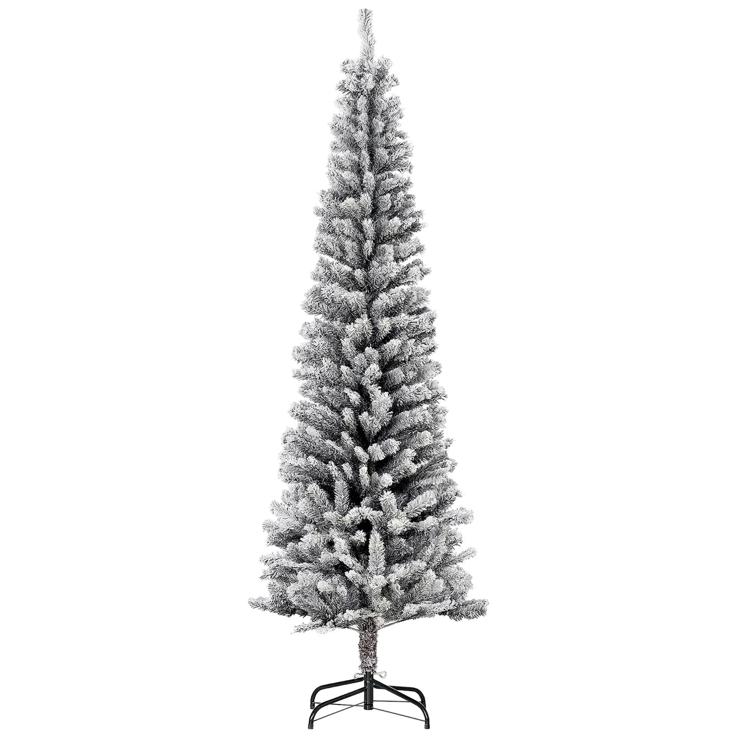 6ft Flocked Pencil Christmas Tree, Realistic Branch Tips, Black Pencil Christmas Trees at Gallery Canada