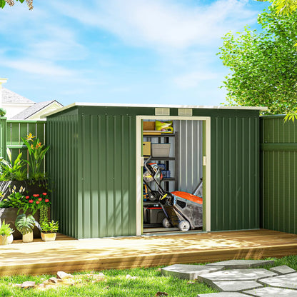 9' x 4' Metal Garden Storage Shed, with Foundation Kit, Light Green Sheds at Gallery Canada
