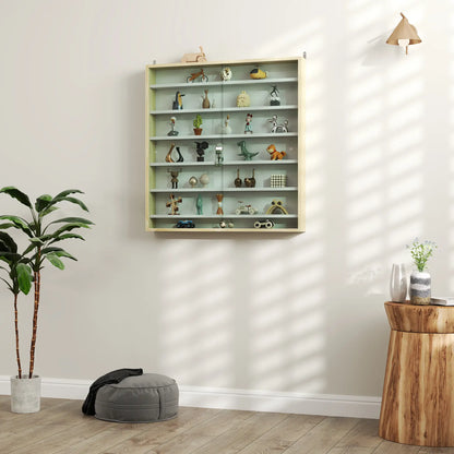 7-Tier Glass Curio Cabinet, 2 Glass Doors, 6 Adjustable Shelves, Rustic Brown Display Bookshelves at Gallery Canada
