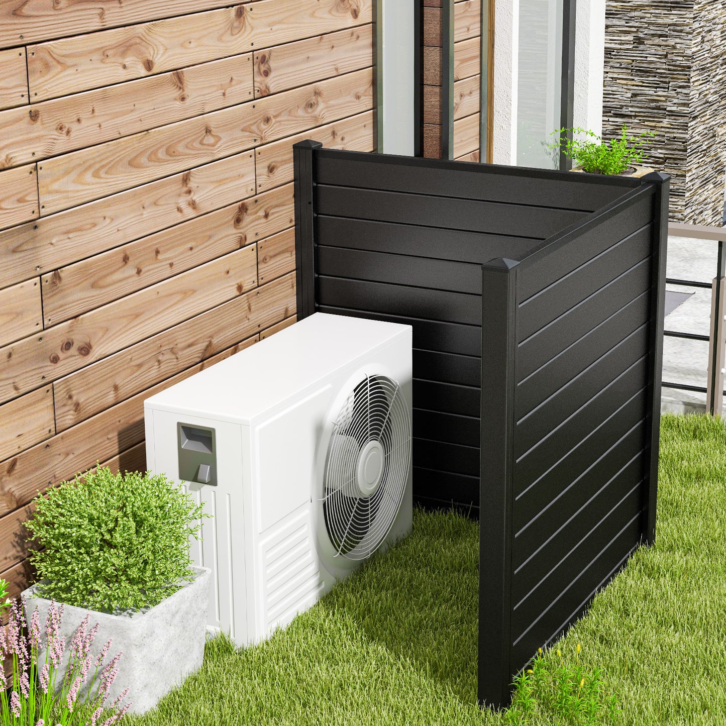 48-Inch Air Conditioner Fence, 2-Panel Privacy Screen, Black Decorative Fencing & Flooring at Gallery Canada