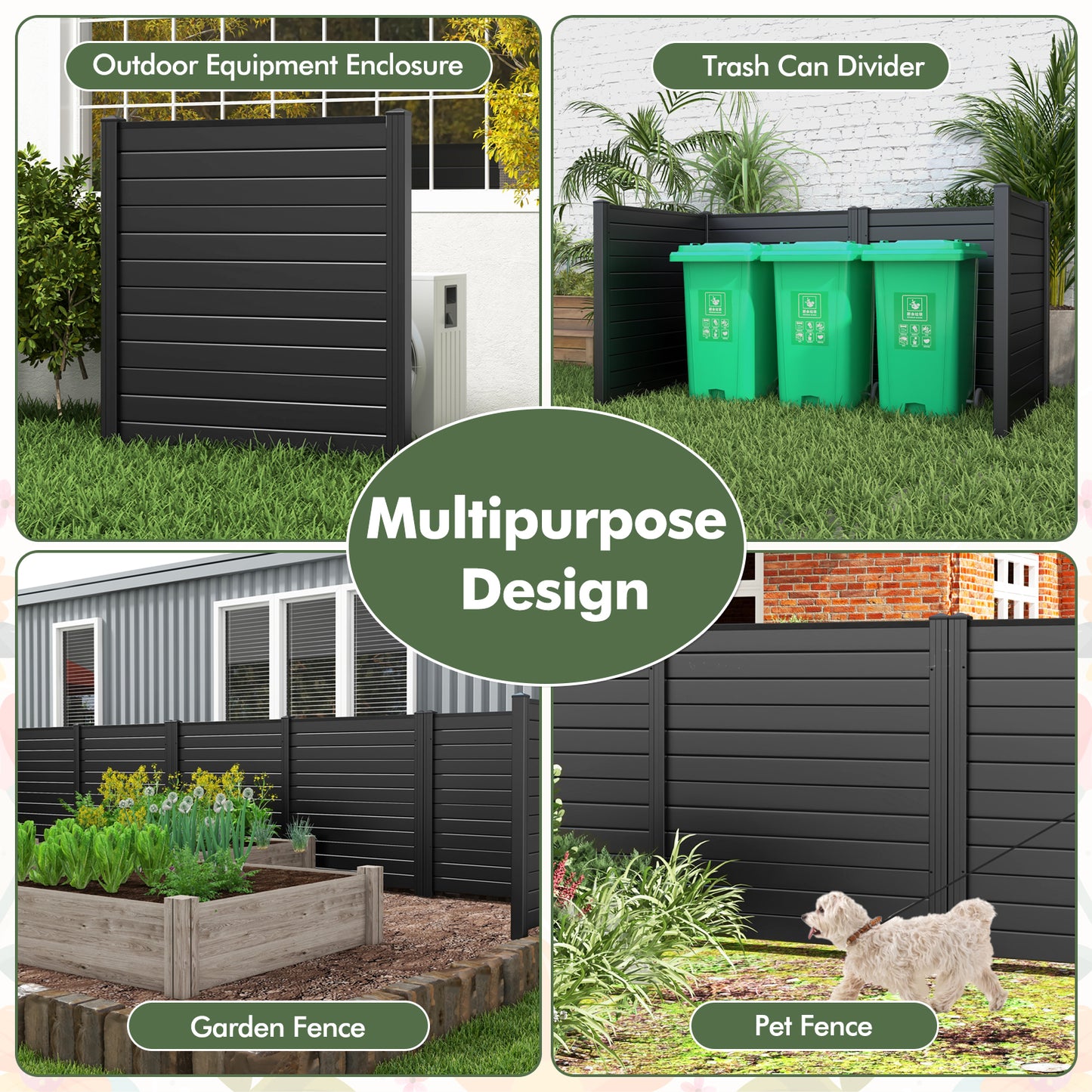 48-Inch Air Conditioner Fence, 2-Panel Privacy Screen, Black Decorative Fencing & Flooring at Gallery Canada